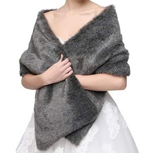 Belle House Women's Faux Fur Wrap Cape Shawl for W